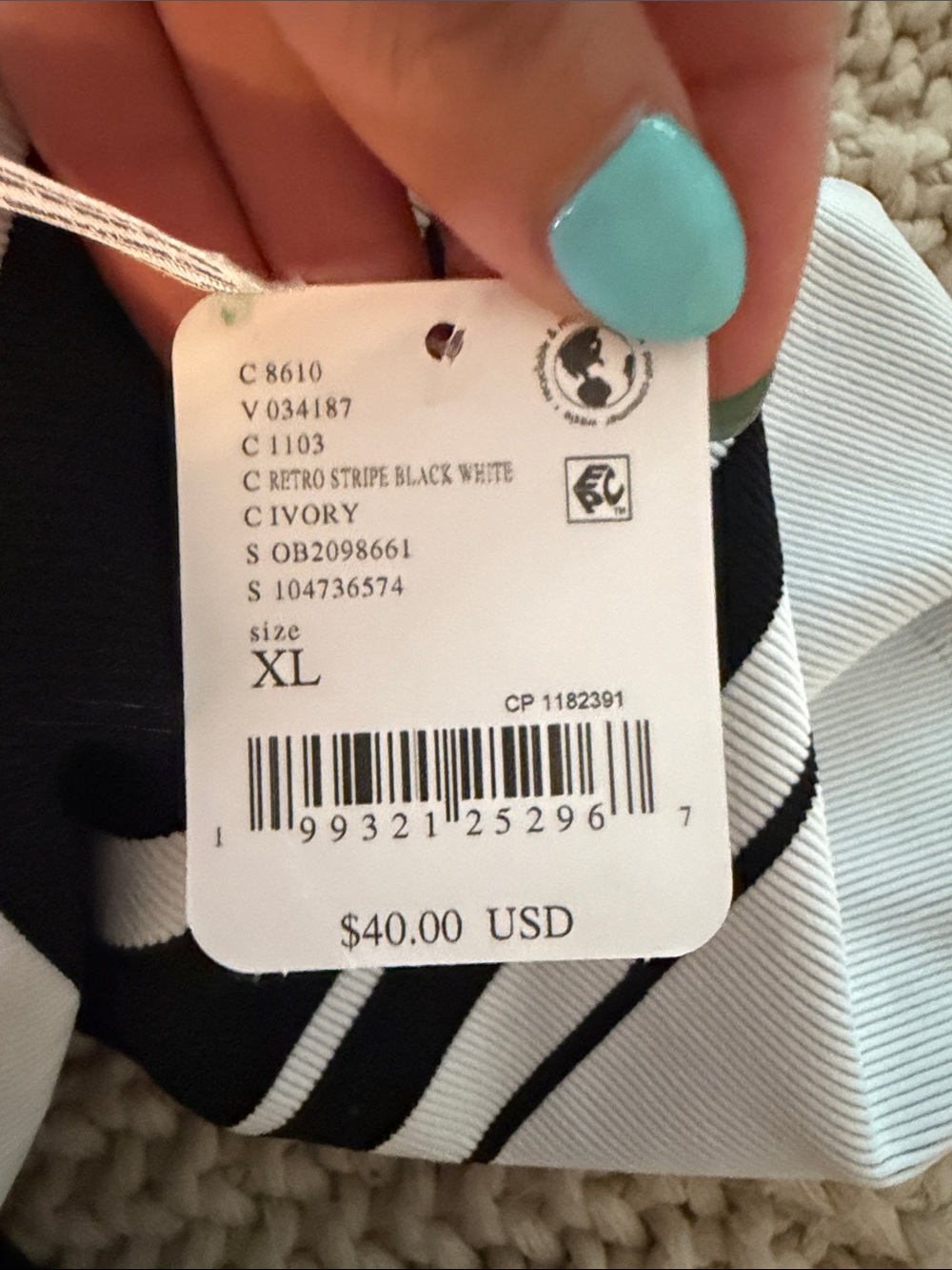 Free People Movement All Clear Retro Stripe Black and White Cami - Picture 4 of 5